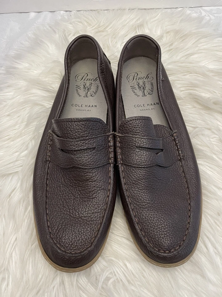 Cole Haan 13M Pinch Maine Classics Grand O.S Brown Leather Penny Loafers Preppy Foto 2 de 4