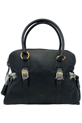 Dooney & Bourke Florentine Leather Domed Buckle Satchel Black/Black