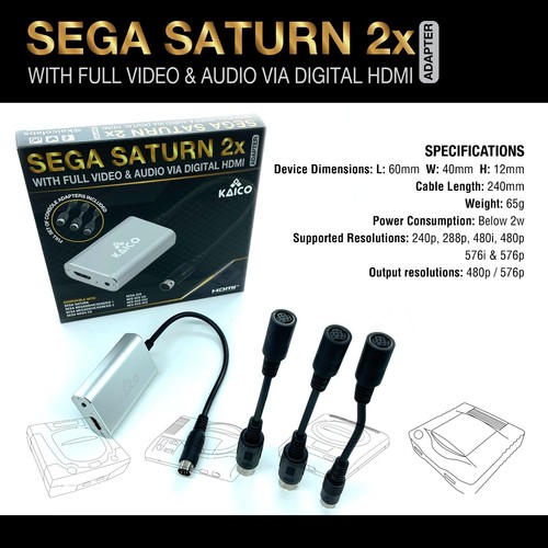 Kaico Sega Saturn 2x LineDoubler HDMI® Adapter - Sega Saturn Megadrive 1 & 2 SNK - Bild 7 von 8