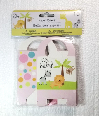  Baby Party Favor Boxes Cute Animals Baby Shower Gender Reveal B-Day 10 Count