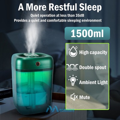 1500ML Air Humidifier LED Essential Oil Diffuser Ultrasonic Aroma Mist Purifier