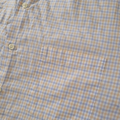 Austin Reed London Vintage Short Sleeve Plaid Button Up Shirt Blue Yellow Sz Lg - Picture 3 of 10
