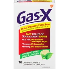 Gas-X Extra Strength Chewable Gas Relief Tablets with Simethicone 18chews, Mint