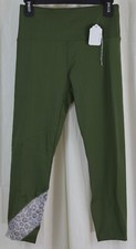 Soulgani Active Women's High Waist Twin Soul Cropped Leggings Green Size Small
