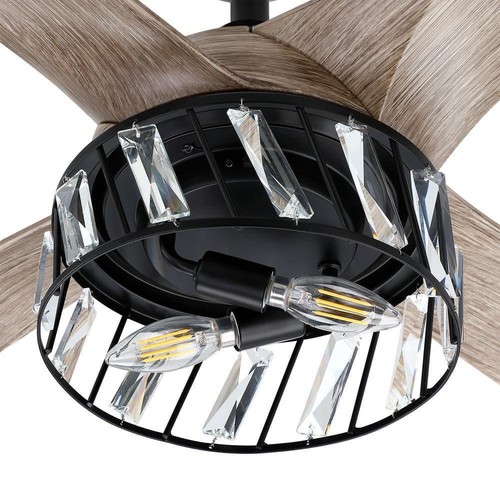 matrix decor Ceiling Fan+Light Kit 52" 6-Speeds Indoor Crystal + Remote Control - Picture 6 of 7