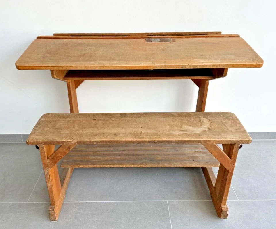 Antik 2er- Schulbank / Kinder Schreibtisch
