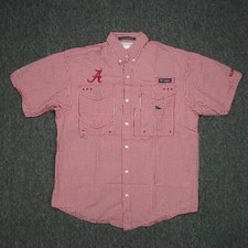 Alabama Crimson Tide Shirt Mens Small Red Columbia Super Bonehead PFG Omni Shade