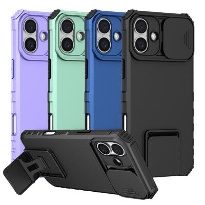 For iPhone 17 16 15 14 13 Pro Max Camera Lens Slide Protection Stand Case Cover