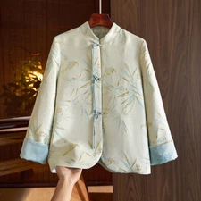 Ladies Embroidered Jacquard Jacket Chinese Style Tang Suit Retro Coat Casual Top