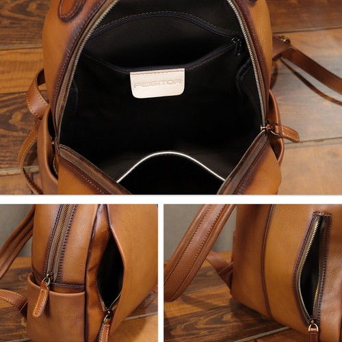 Genuine Leather Backpack Purses for Women Vintage Knapsack Rucksack Bag Daypacks - Picture 9 of 13