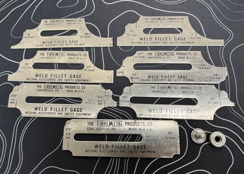 FIBRE-METAL PRODUCTS CO. WELD FILLET GAGE / GAUGE 7 PIECE WELDING SET