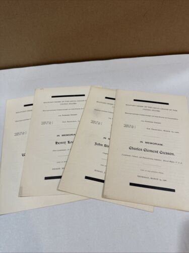 Military Order Loyal Legion US California Civil War Vets MOLLUS Obituaries 1906