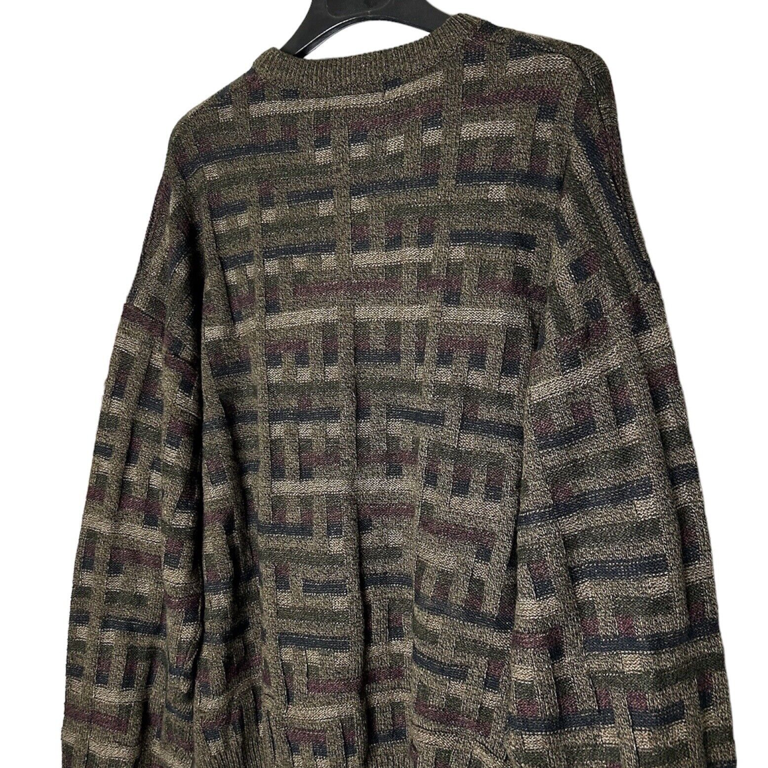 Vintage Towncraft Grandpa Sweater Brown Abstract … - image 5