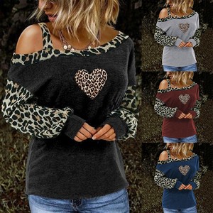 cold shoulder leopard print tops