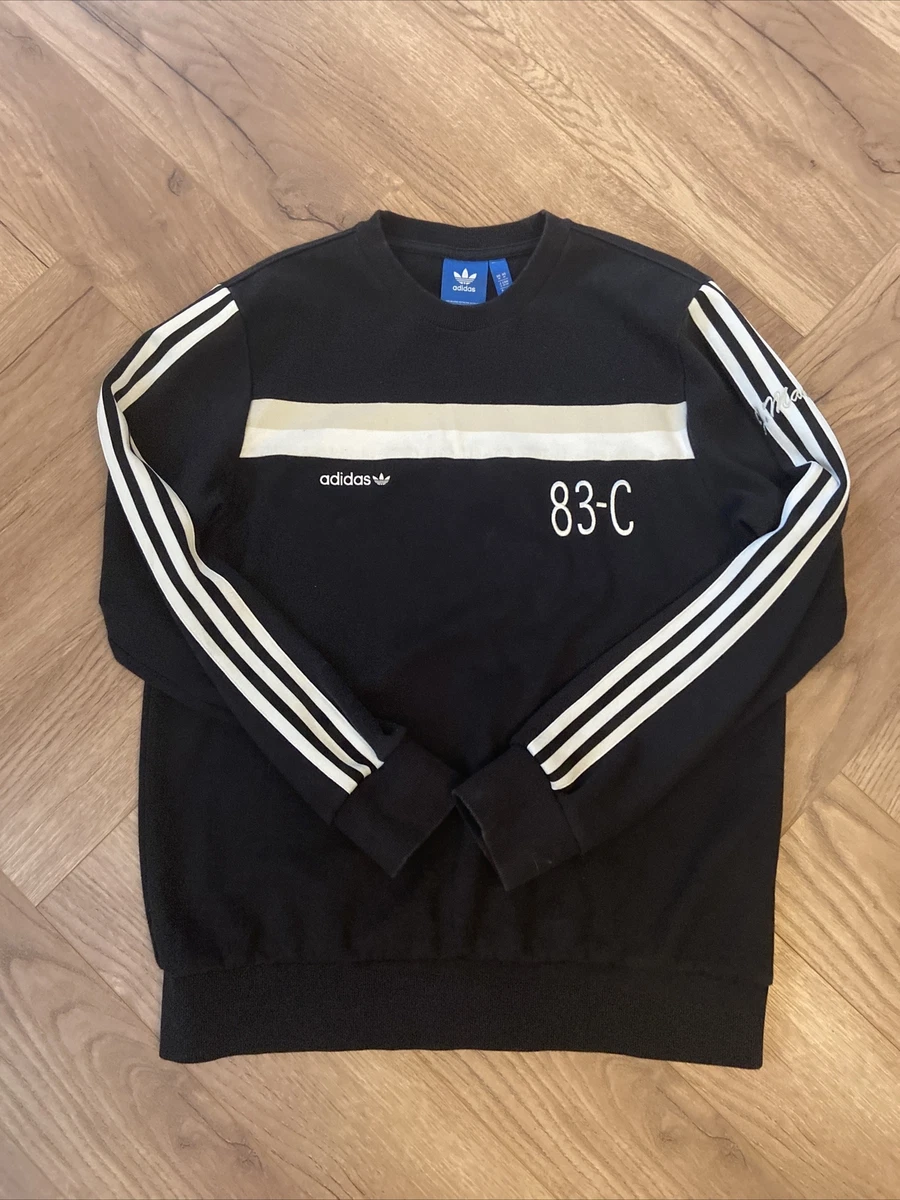 ADIDAS 83 C Black Trefoil Crewneck Sweatshirt size M Mens Pullover