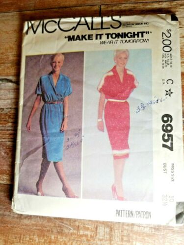 McCall's Sewing Pattern 6957 Misses Dress Size 10 Uncut