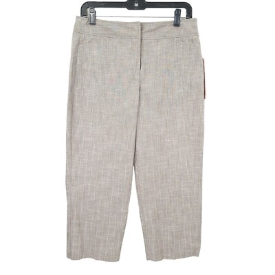 Sharagano Slim Leg Crop Dress Pant Womens Size 6 Career Striped Coco White NEW