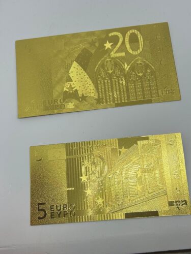 2 Euro Geldscheine vergoldet - 20 Euro und 5 Euro
