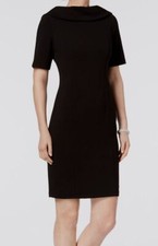 Adrianna Papell Women's Black Foldover Neck V-Back Sheath Dress Size 4