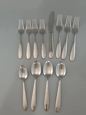 Oneida Icarus Glossy Stainless Flatware Lot of 12; 7 Forks, 4 Spoons & 1 Knife