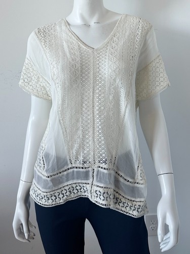AllSaints Cindi Lace Blouse Top Ivory Size Medium - Picture 2 of 5