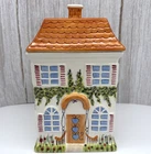 Dario Farrucci Hand Painted House Cookie Jar Canister with Lid Ceramic Vintage