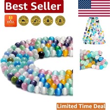 66 PCS Round 6mm Colorful Cat Eye Beads - Perfect for Crafting Jewelry Design