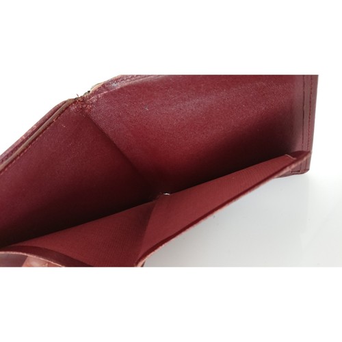 CARTIER Leder kompakte Klapp Geldbörse mit Münzbörse bordeaux weinrot braun - Bild 5 von 5