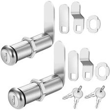 Cabinet Lock with Keys, 2" Extra-Long Cam Locks keyed Alike, 2 Pack Cabinet C...
