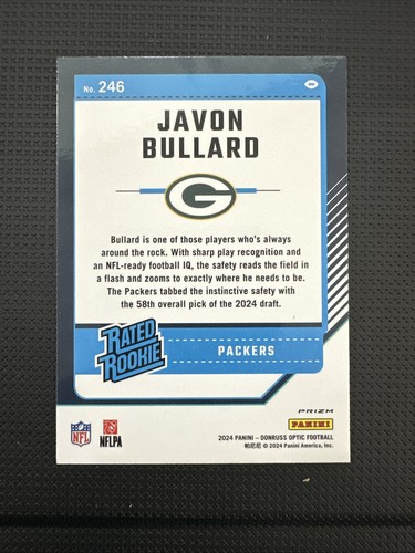 2024 Panini Donruss Optic - Rated Rookie Javon Bullard #246 Holo Prizm (RC) - Picture 2 of 2