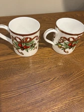 Tiffany & Co. HOLIDAY Christmas China 2 Mugs Japan NWOT