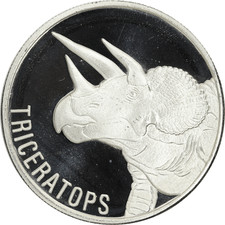 1oz Silver Round/Coin - Triceratops Dinosaur Cretaceous Period by Hamilton Mint 111.36 per troy oz
