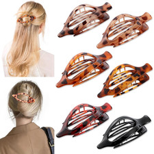 6 Packs Flat Claw Clips for Women, French Tortoise Shell Flat Hair Clip, Matte H