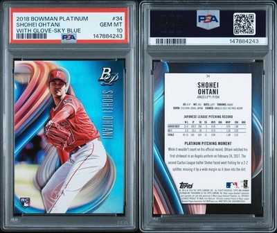 Shohei Ohtani RC 2018 Bowman Platinum With Glove Sky Blue #34 
