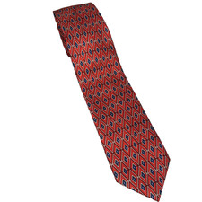 Jos A Bank Red Blue Geometric Diamond Pattern 100 Silk Men's Tie Made in Italy