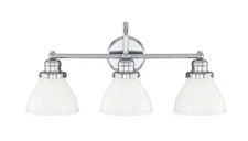 Capital Lighting 8303CH-128 Baxter 3 Light Vanity - Chrome, Milk Glass