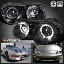 Black Fits 1998-2001 Acura Integra LED Halo Projector Headlights Lamp Left+Right