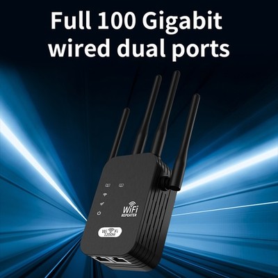 Schwarz 1200M Repeater Router Range WiFi Signal Verstärker Access Point Booster
