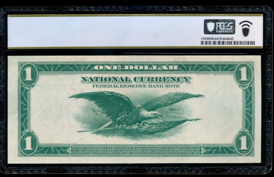 AC Fr 738 1918 $1 FRBN Kansas City PCGS 64 PPQ spread eagle - Image 2 of 2