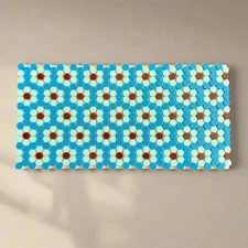 Blue Tilework Mosaic – Coastal Tile Inspired LEGO® Compatible Wall Art