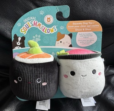SQUISHMALLOWS Squeaky Dog Toy - Shozo Black NORI & SHUN Cucumber Sushi Roll NEW
