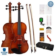 Full Size Violin Set Solid Spruce Maple Wood 4/4 Handmade with Bow Tuner Case