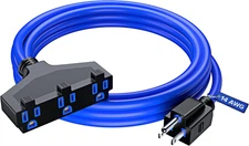 Extension Cord 10 Feet, SJTW Extension Cord with Multiple Outlets, 14 Gauge (Blu