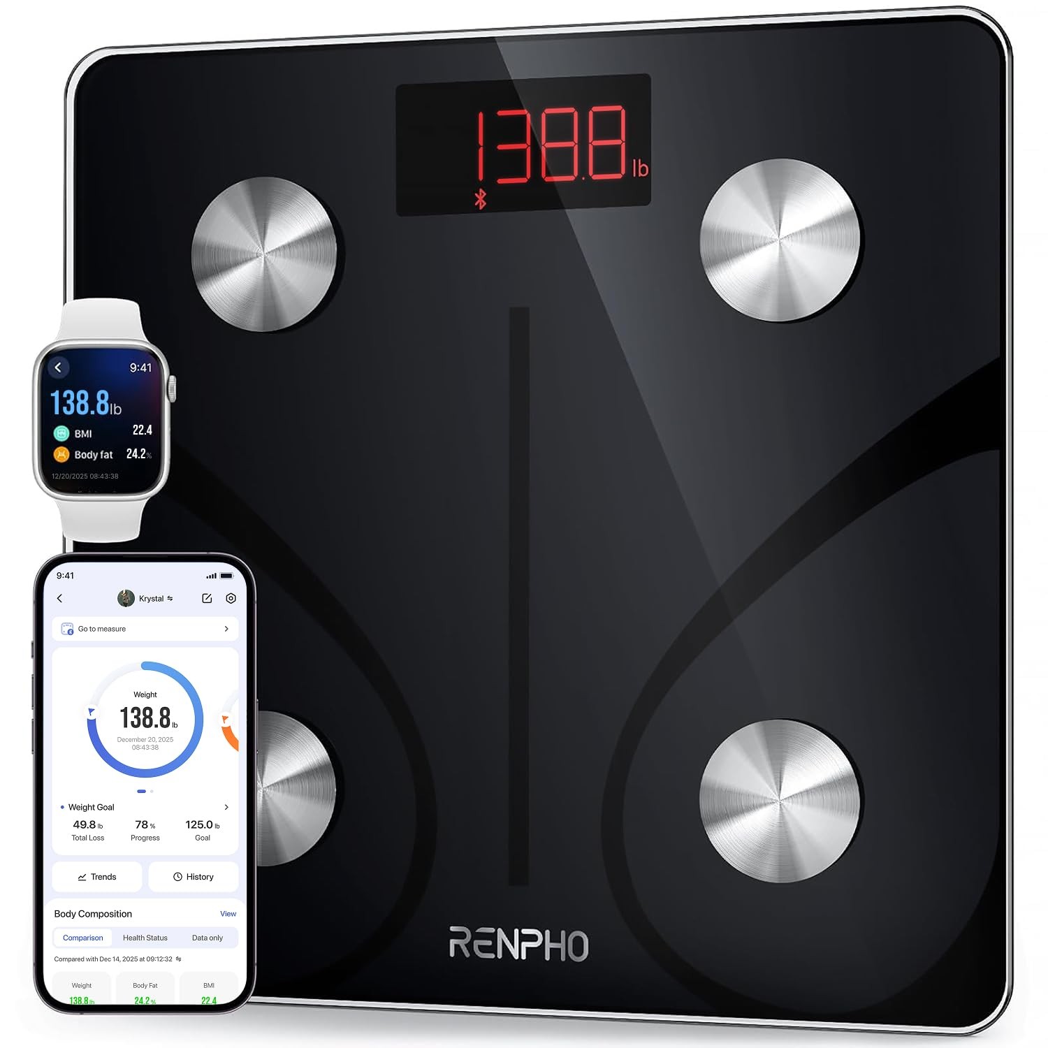 Bilancia Pesapersone Professionale Bluetooth - Alta Precisione 180kg
