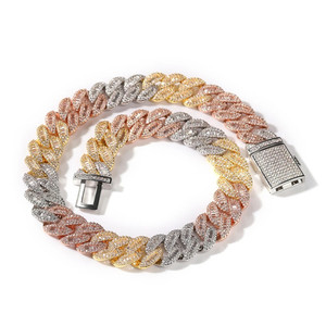 Authentic 5AAA+ CZ Ice Out Hop Hip Baguette Miami Cuban Chain 14k Real Gold Plated 16MM