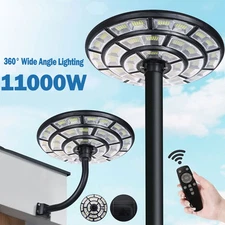 11000W 360°Large Round Dusk to Dawn Solar Street Light Road Area Lamp+Pole