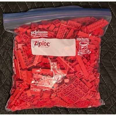 LEGO Bulk Bricks Pieces 2lb 5.3oz Red Assorted Building Parts Lot