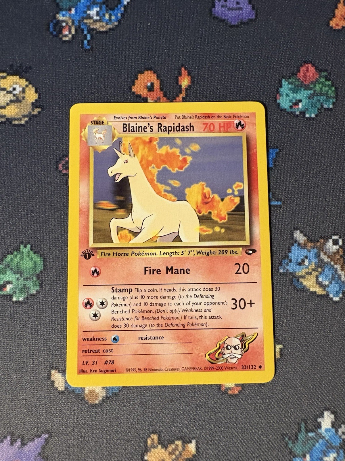 Pokémon Card Blaine’s Rapidash 33/132 Gym Challenge FIRST EDITION - (NM-)
