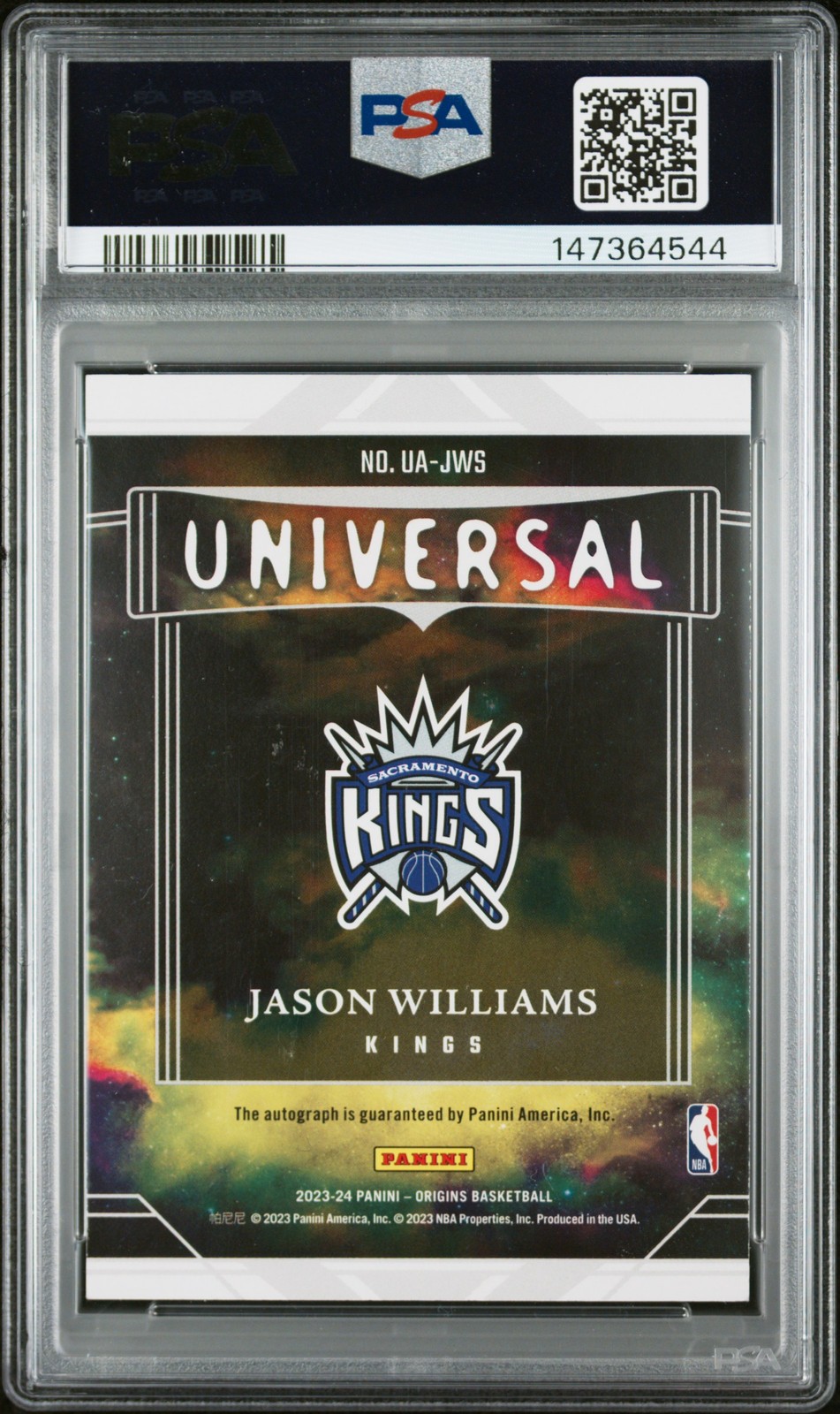 2023 PANINI ORIGINS UNIVERSAL AUTOS RED #UAJWS JASON WILLIAMS 2/25 PSA 6 view 2