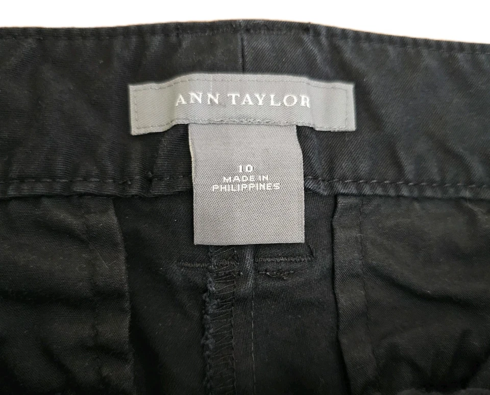 Bermudas chinas para mujer Ann Taylor talla 10 negras mezcla de algodón *leer* Foto 3 de 4